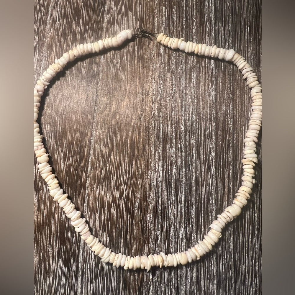 Vintage Puka Shell Necklace 18” Long With Hook & Eye Closure
